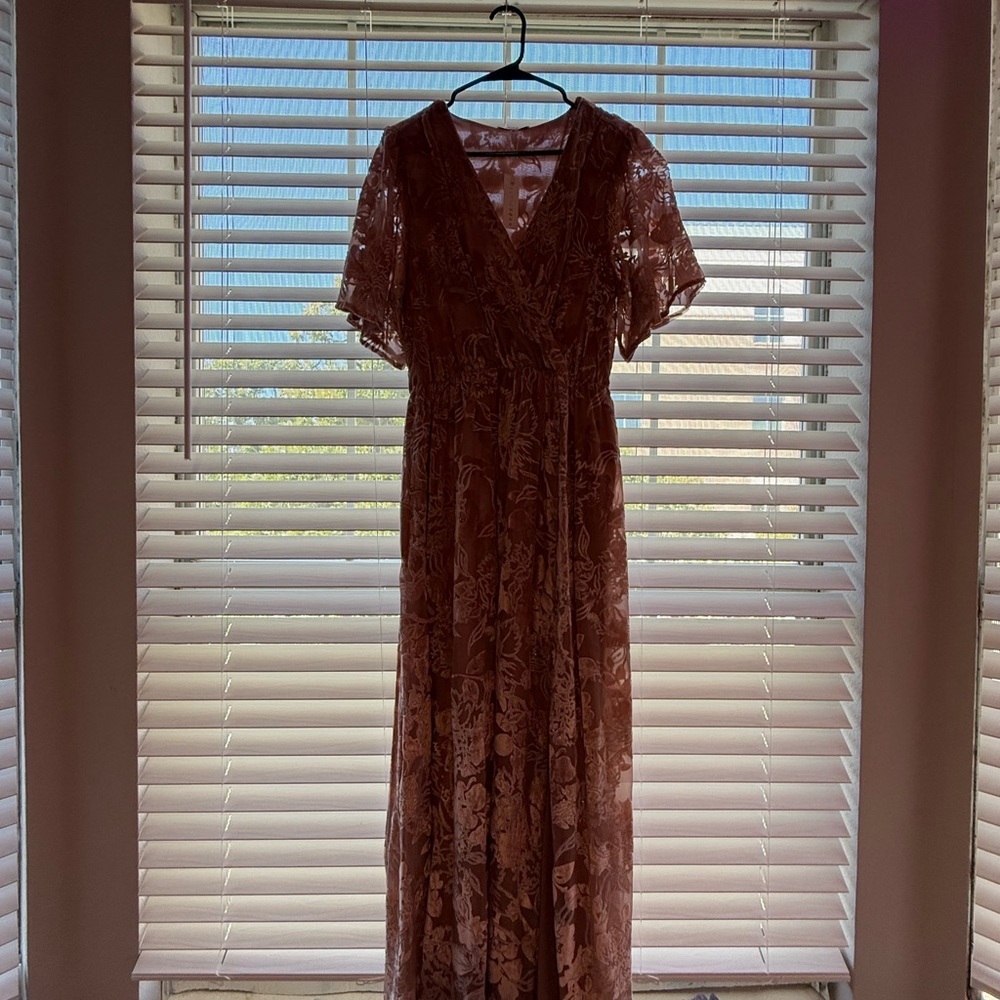 Baltic Born Lace Maxi Dress in Rich Brown